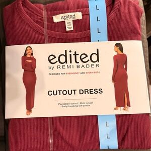 Edited by Remi Bader Women’s Cut Out Midi Dress. Large. Burgundy.